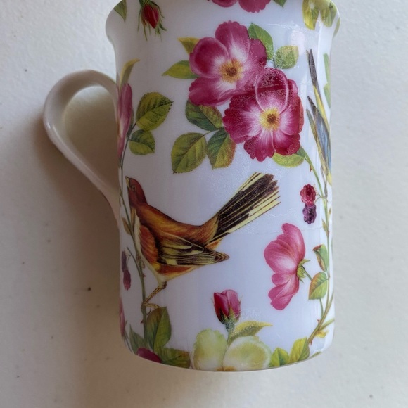 Set of 6 Stechcol Gracie Mugs Floral Bone China Bird Sparrow White Pink - Picture 3 of 6
